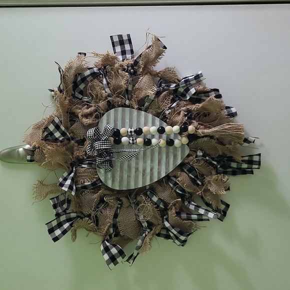 Plaid heart burlap wreath - Picture 1 of 4